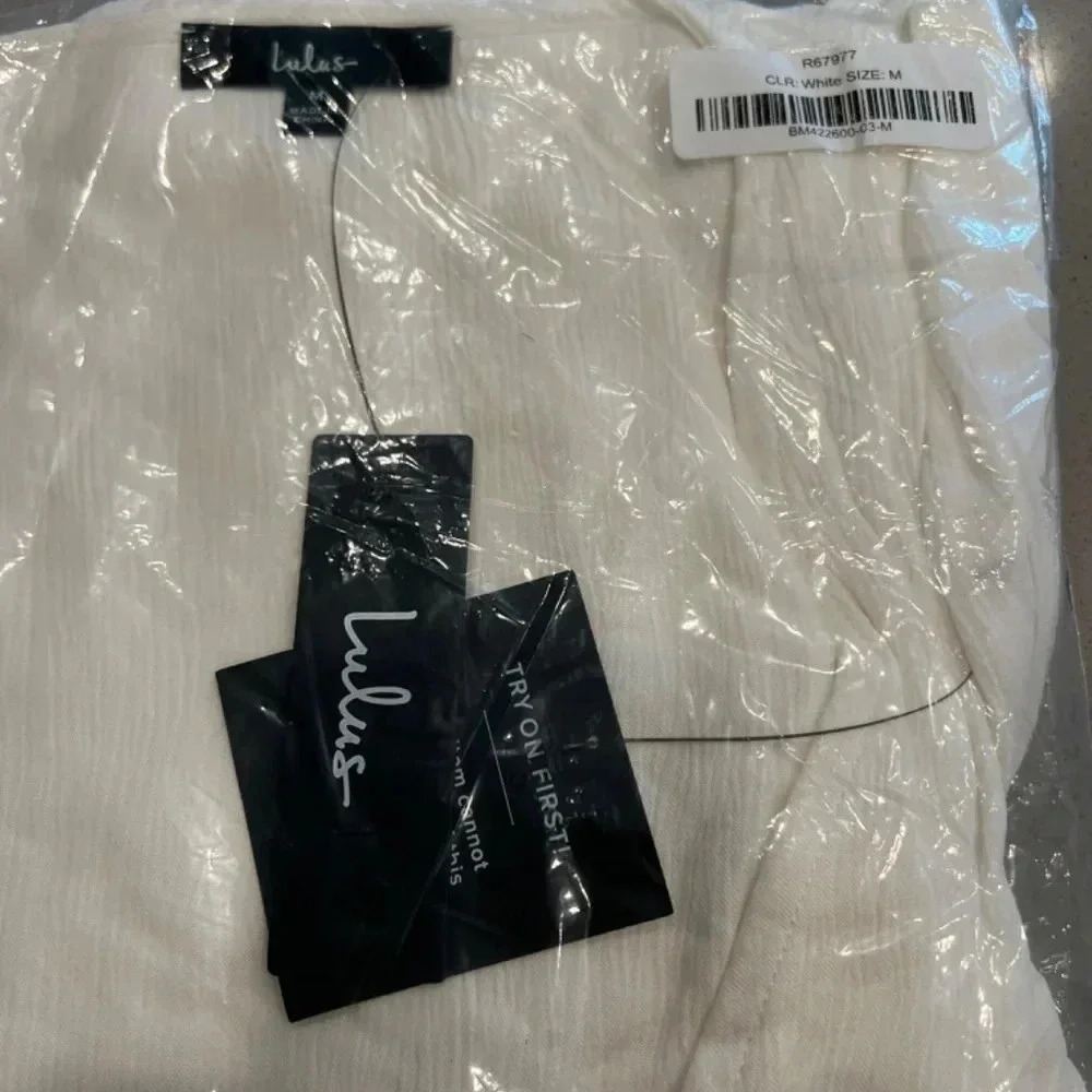 NEW with tags (NWT) Lulu’s White Harbor Point Linen Wrap Dress Size S & M - Picture 9 of 13